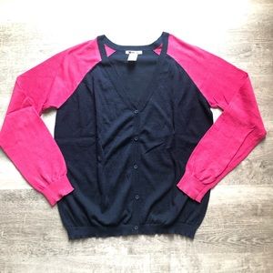Mak navy blue and pink light cardigan size L